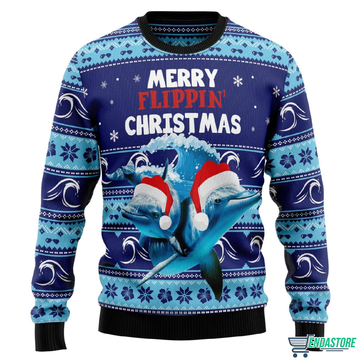 Dolphin Flippin’ 3D Ugly Christmas Sweater - Holiday Gift product image