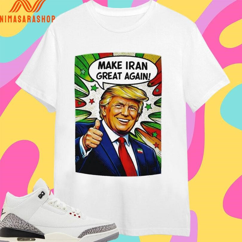 Donald J Trump Make Iran Great Again Funny Political - Adult & Kids T-Shirts, Sweatshirts & Hoodies apparel design preview 1