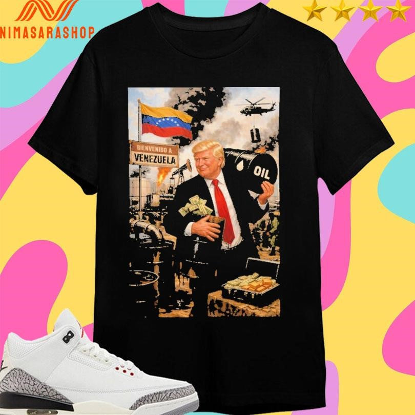 Donald Trump Oil Venezuela Collage Political - Adult & Kids T-Shirts, Sweatshirts & Hoodies apparel design preview 1