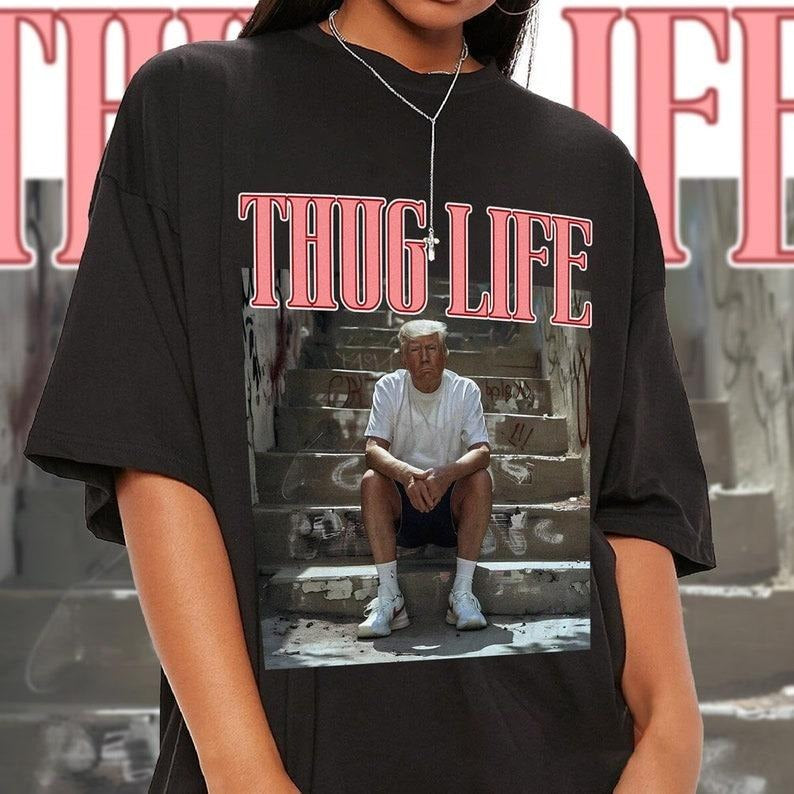 Donald Trump Thug Life Viral Funny 2024 Republican - Adult & Kids T-Shirts, Sweatshirts & Hoodies apparel design preview 1