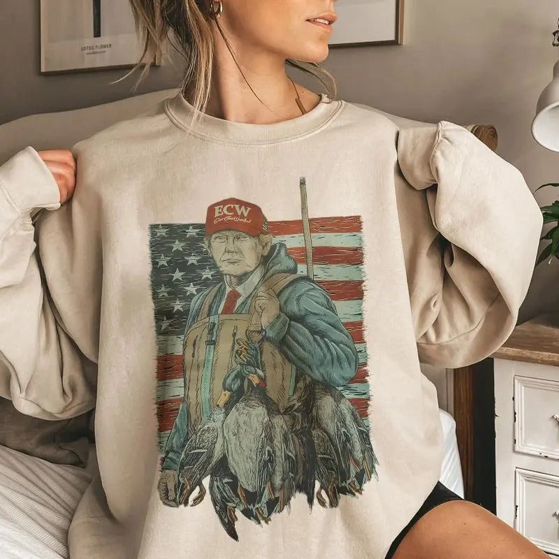 Donald.T Stacks Ducks Retro Hunting - Adult & Kids T-Shirts, Sweatshirts & Hoodies apparel design preview 1