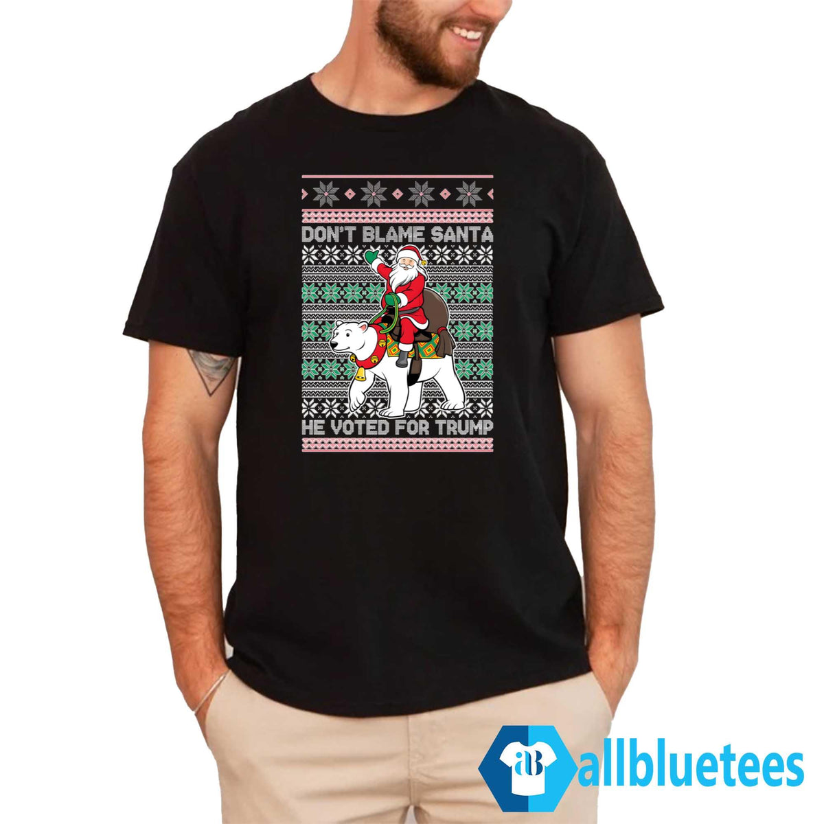 Don’t Blame Santa He Voted For Trump Ugly Christmas Sweater - Holiday Gift product image 2