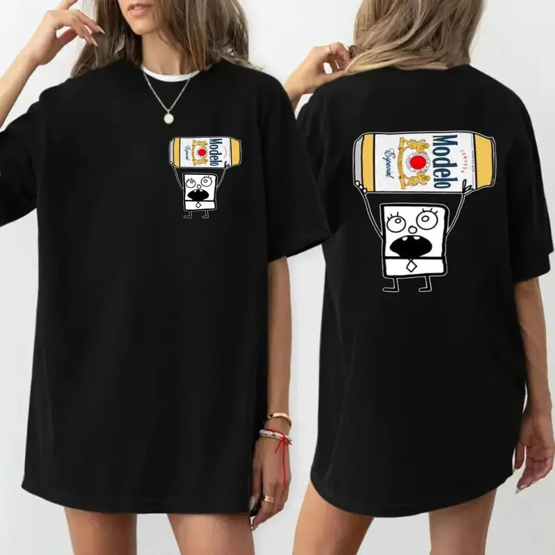 Doodlebob Modelo Beer Essential 2 Sided Funny - Adult & Kids T-Shirts, Sweatshirts & Hoodies apparel design preview 1