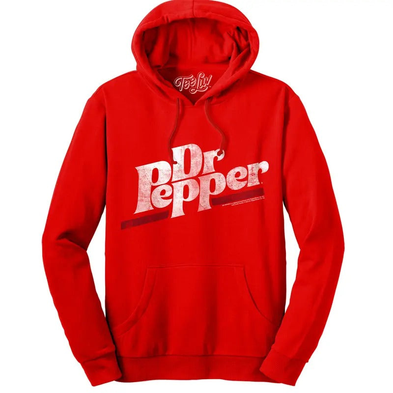 Dr Pepper Distressed Logo Hooded Red - Adult & Kids T-Shirts, Sweatshirts & Hoodies apparel design preview 1