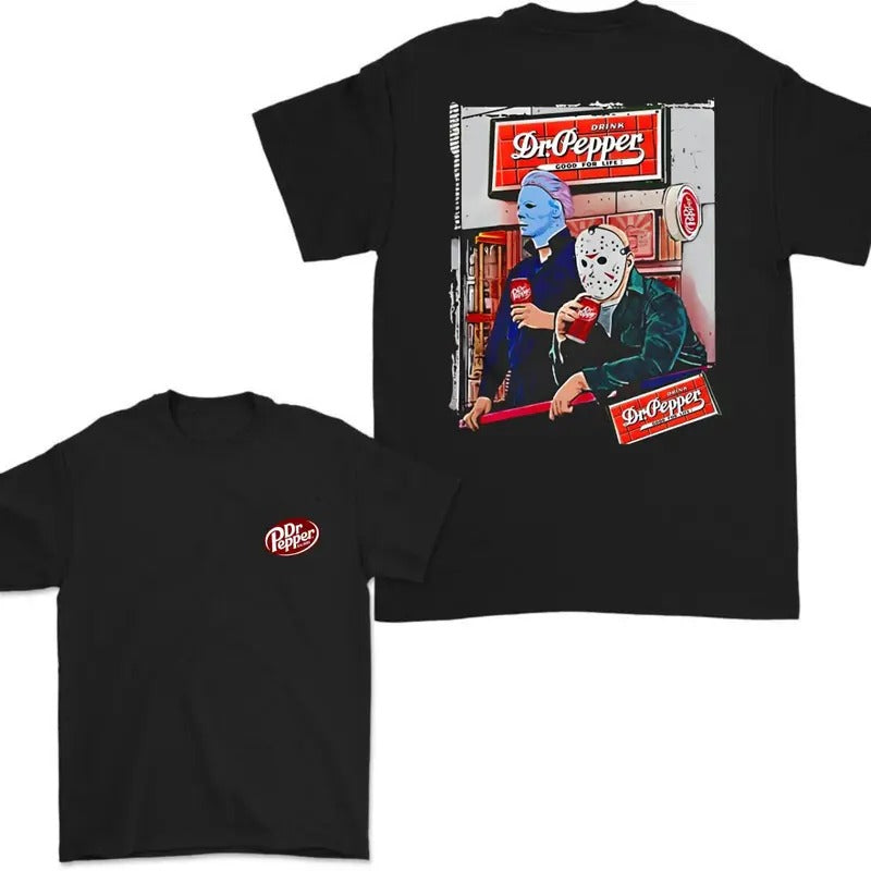 Dr Pepper Michael Myers Jason Voorhees 2 Sided - Adult & Kids T-Shirts, Sweatshirts & Hoodies apparel design preview 1