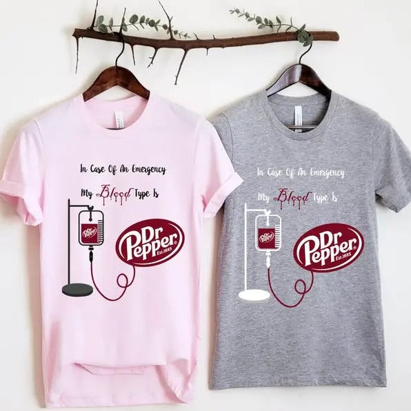 Dr. Pepper My Blood Type Is Cute Her Soda - Adult & Kids T-Shirts, Sweatshirts & Hoodies apparel design preview 1
