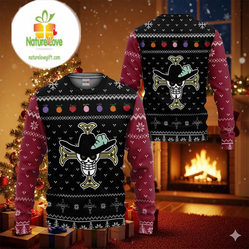 Dracule Mihawk Symbol One Piece Ugly Christmas Sweater - Holiday Gift product image