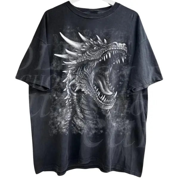 Dragon Fantasy Vintage Retro Gothic Y2k Dark Art - Adult & Kids T-Shirts, Sweatshirts & Hoodies apparel design preview 1