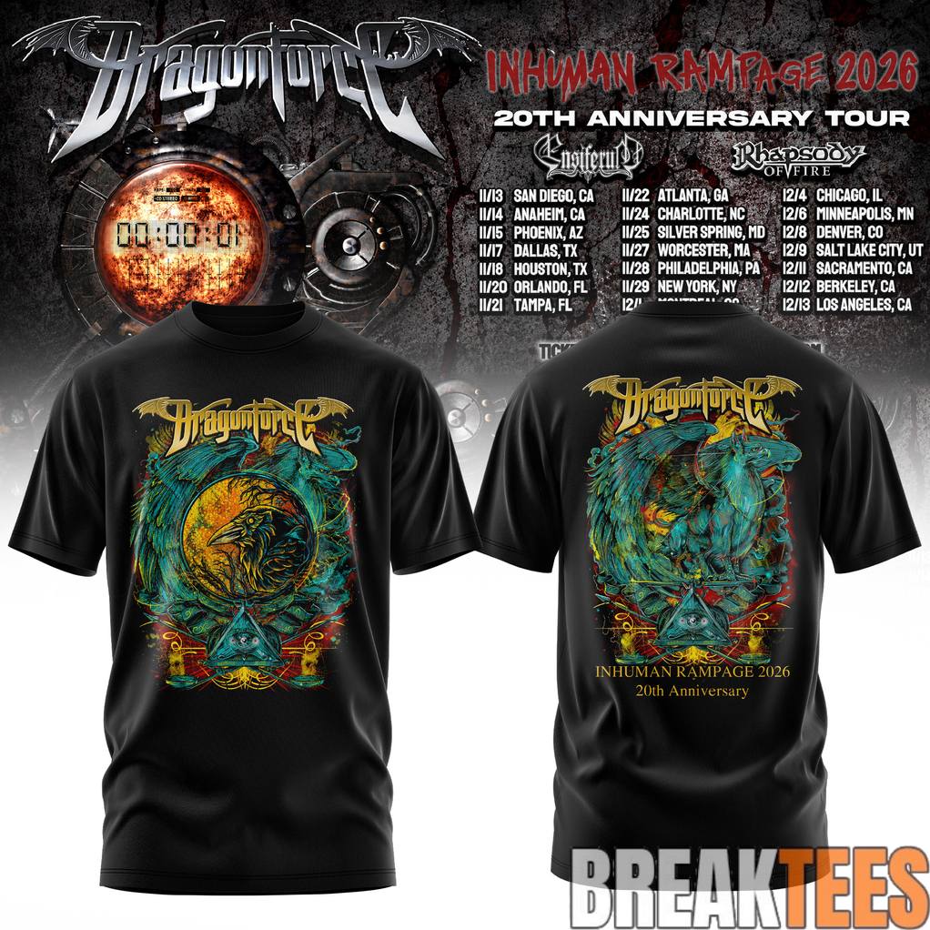 DragonForce Inhuman Rampage 20th Anniversary - Adult & Kids T-Shirts, Sweatshirts & Hoodies apparel design preview 1