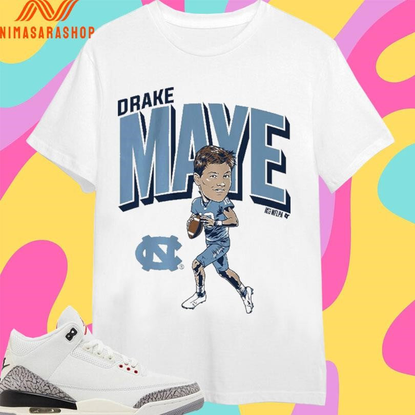 Drake Maye Pro Caricature North Carolina Tar Heels - Adult & Kids T-Shirts, Sweatshirts & Hoodies apparel design preview 1