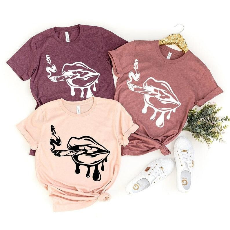Dripping Lips Weed Joint Drip Cannabis Marijuana - Adult & Kids T-Shirts, Sweatshirts & Hoodies apparel design preview 1
