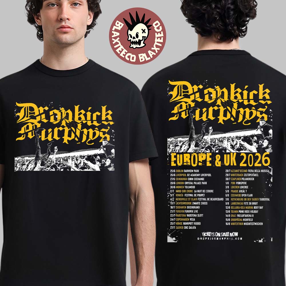 Dropkick Murphys Europe And UK 2026 Tour Schedule - Adult & Kids T-Shirts, Sweatshirts & Hoodies apparel design preview 1