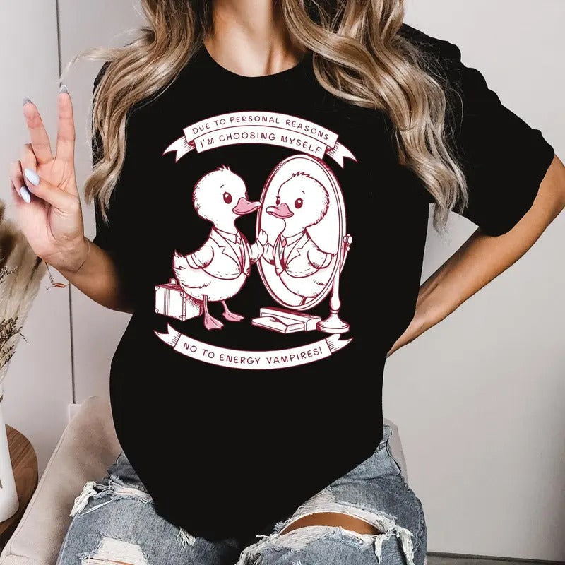 Due Personal Reasons Im Choosing Myself Funny Meme No - Adult & Kids T-Shirts, Sweatshirts & Hoodies apparel design preview 1