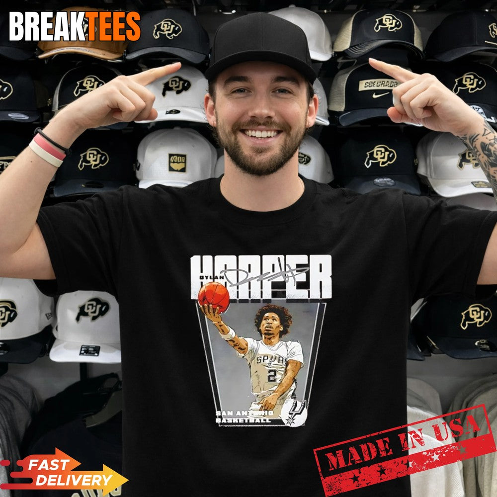 Dylan Harper San Antonio Spurs Basketball Signature - Adult & Kids T-Shirts, Sweatshirts & Hoodies apparel design preview 1