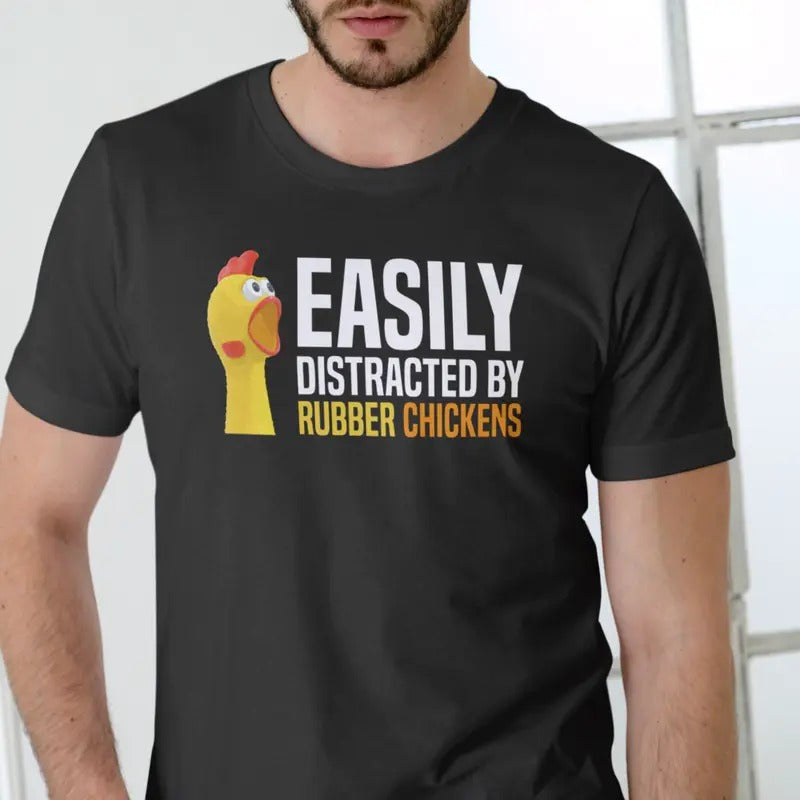 EASILY DISTRACTED RUBBER CHICKENS Menswear Top - Adult & Kids T-Shirts, Sweatshirts & Hoodies apparel design preview 1