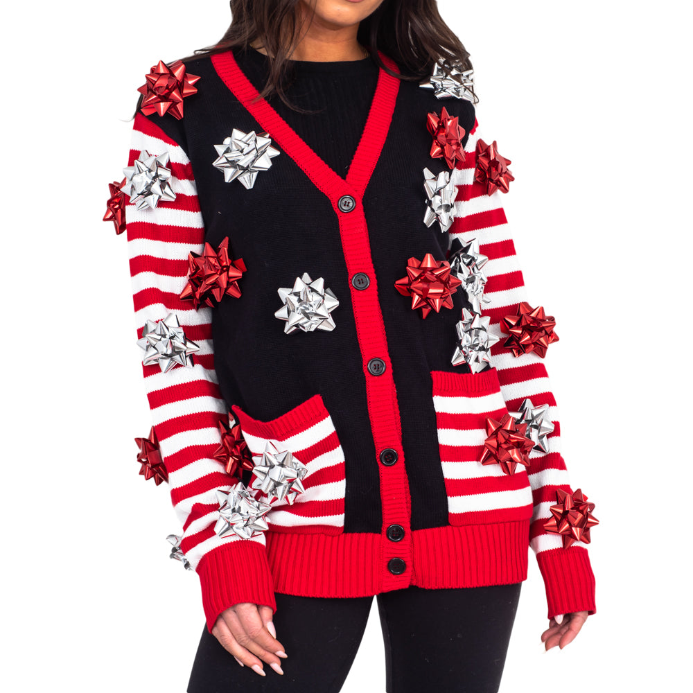 Gift Wrapping Bow Cardigan Ugly Christmas Sweater - Holiday Gift product image 2
