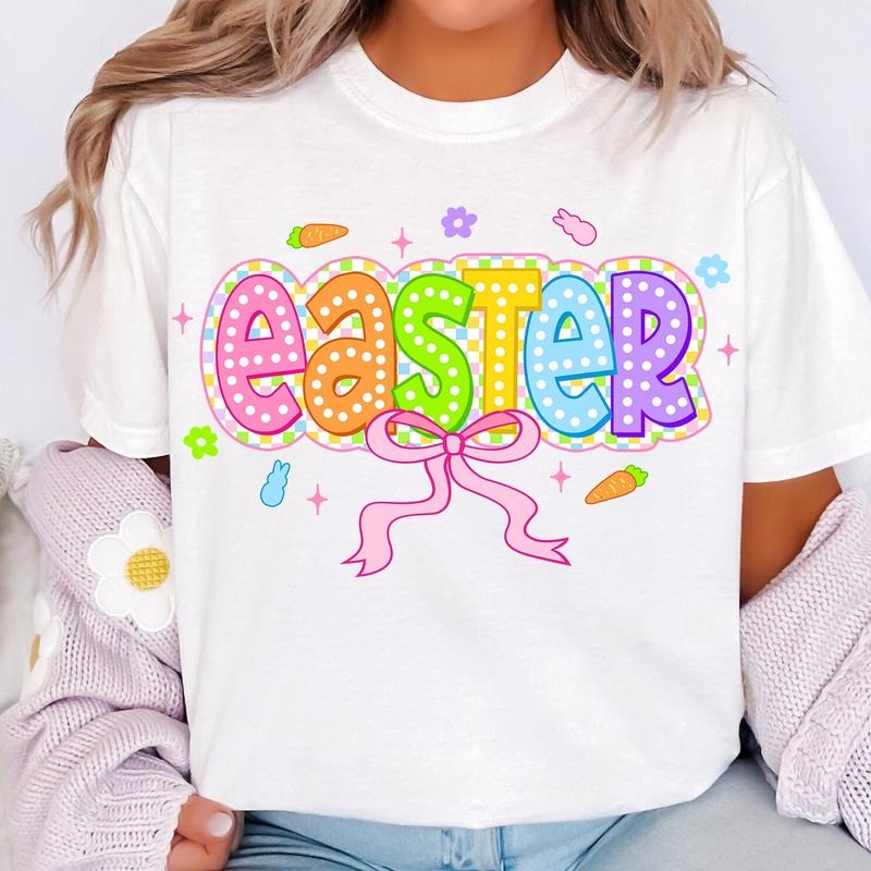 Easter Checkered Coquette Bow Retro Preppy - Adult & Kids T-Shirts, Sweatshirts & Hoodies apparel design preview 1