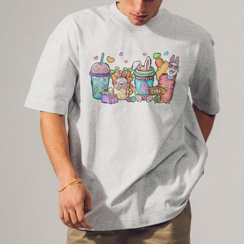 Easter Coffee Latte Lover Teacher Cute Bunny Happy - Adult & Kids T-Shirts, Sweatshirts & Hoodies apparel design preview 1