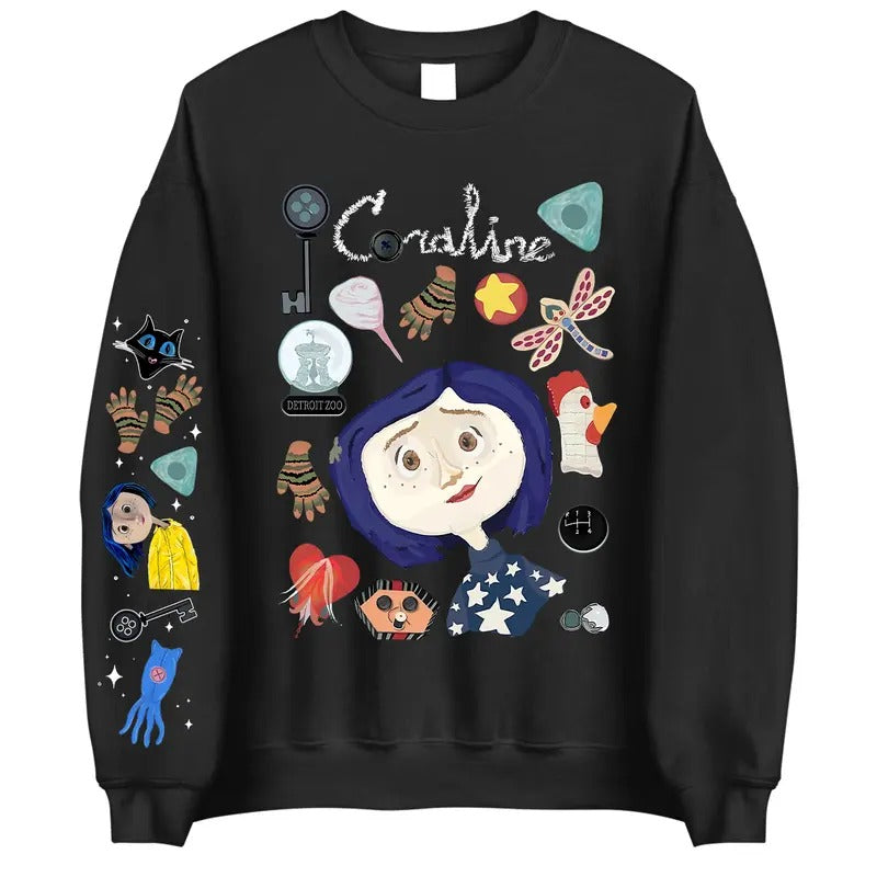 Easter Eggs Coraline Doodle Horror Movies Character - Adult & Kids T-Shirts, Sweatshirts & Hoodies apparel design preview 1