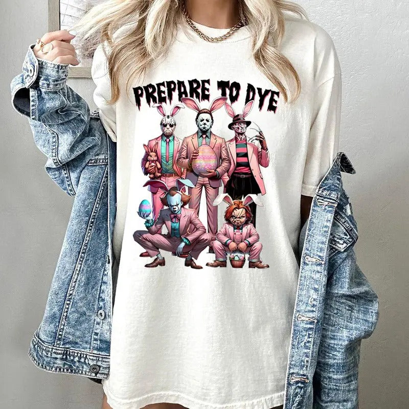 Easter Peep Prepare Dye Chibi Horror Movie Retro Day - Adult & Kids T-Shirts, Sweatshirts & Hoodies apparel design preview 1