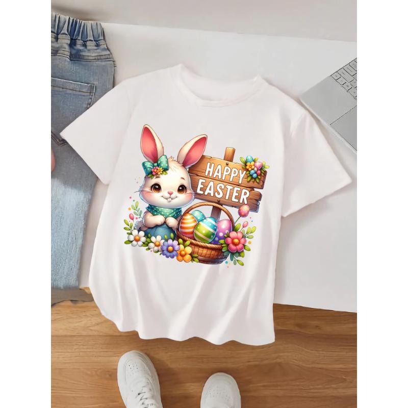 Easter Bunny Eggs Floral Print Short Sleeve Casual - Adult & Kids T-Shirts, Sweatshirts & Hoodies apparel design preview 1