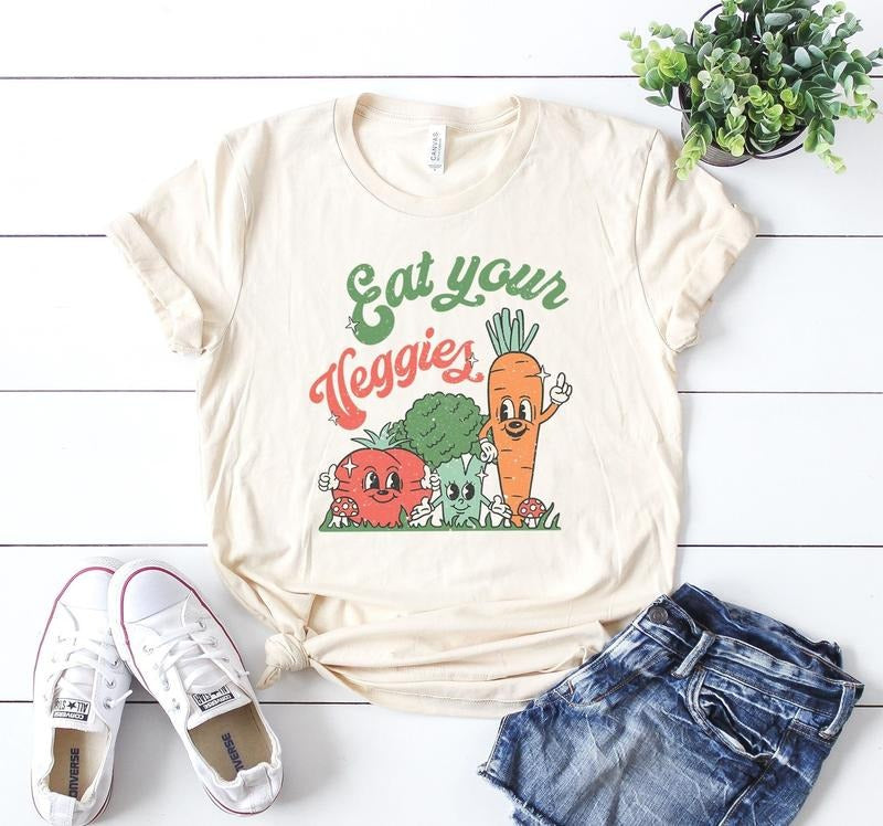 Eat Your Veggies Retro Vegan Farmers Market Vegetable - Adult & Kids T-Shirts, Sweatshirts & Hoodies apparel design preview 1