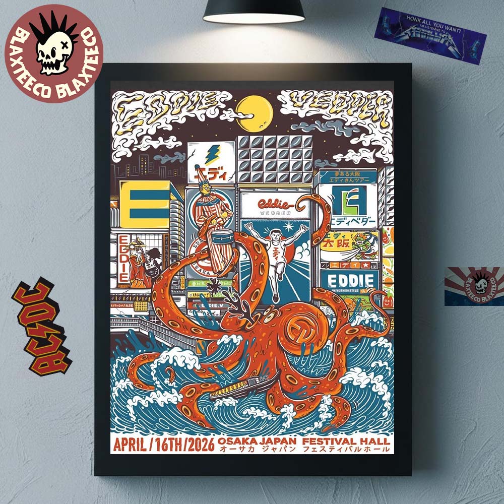 Eddie Vedder Osaka Japan 2026 Venue Poster At - Adult & Kids T-Shirts, Sweatshirts & Hoodies apparel design preview 1