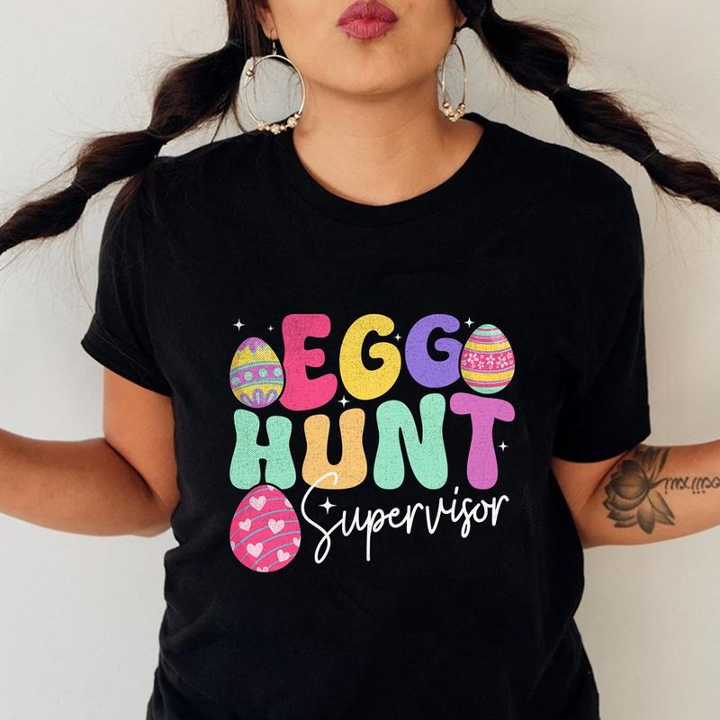 Egg Hunt Supervisor Cute Easter Pure Cotton Casual - Adult & Kids T-Shirts, Sweatshirts & Hoodies apparel design preview 1