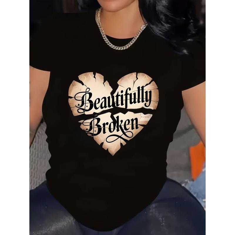 Black "Beautifully Broken" Heart Crew Neck Polyester - Adult & Kids T-Shirts, Sweatshirts & Hoodies apparel design preview 1