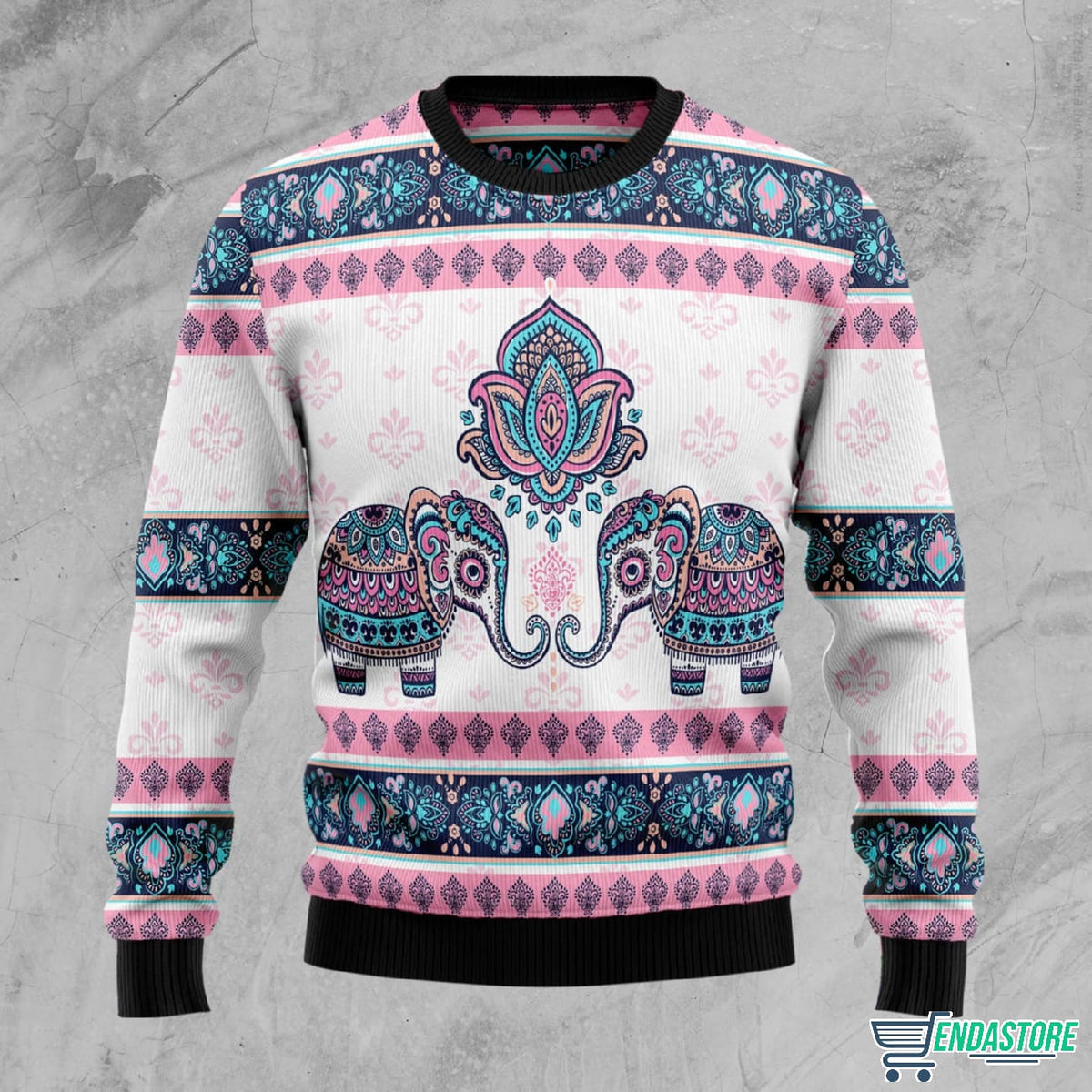 Elephant Mandala 3D Ugly Christmas Sweater - Holiday Gift product image