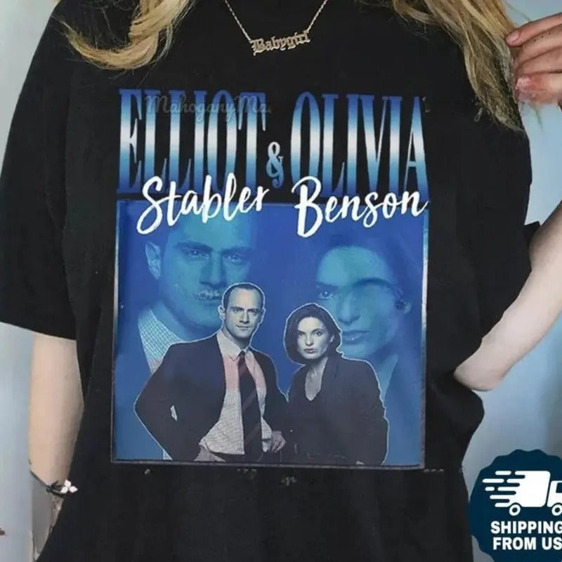 Elliot Stabler Olivia Benson SVU Vintage Fan Him Her - Adult & Kids T-Shirts, Sweatshirts & Hoodies apparel design preview 1
