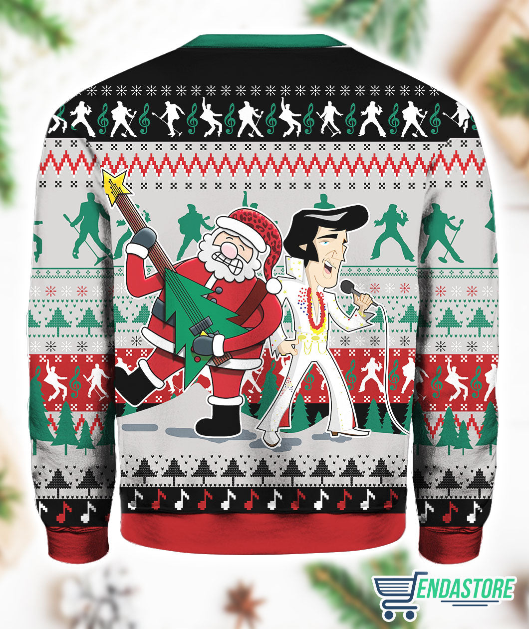 Elvis With Santa 3D Ugly Christmas Sweater - Holiday Gift product image 3