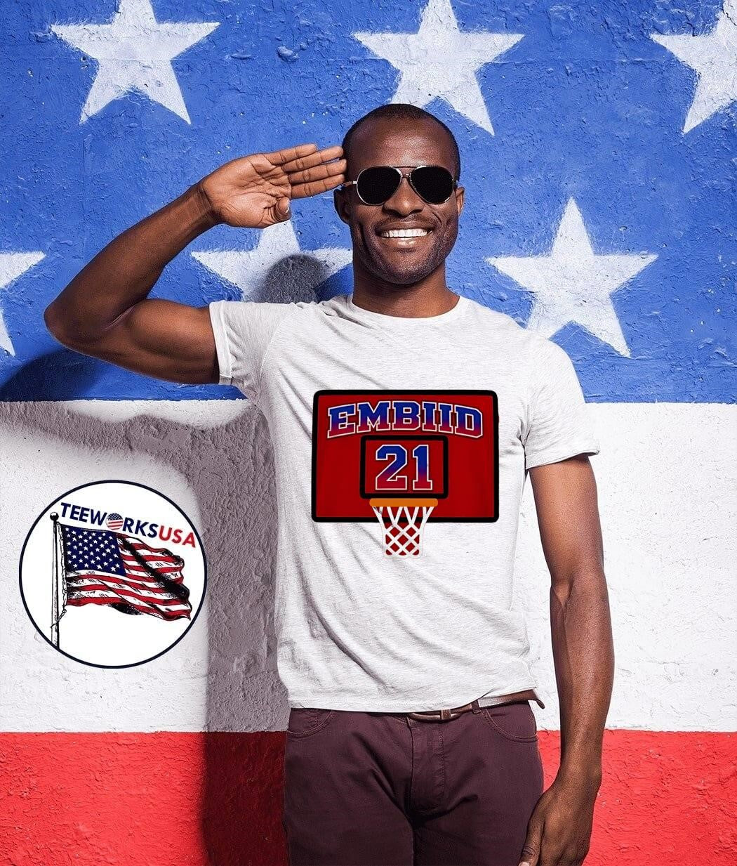 Embiid 21 Basketball Hoop - Adult & Kids T-Shirts, Sweatshirts & Hoodies apparel design preview 1