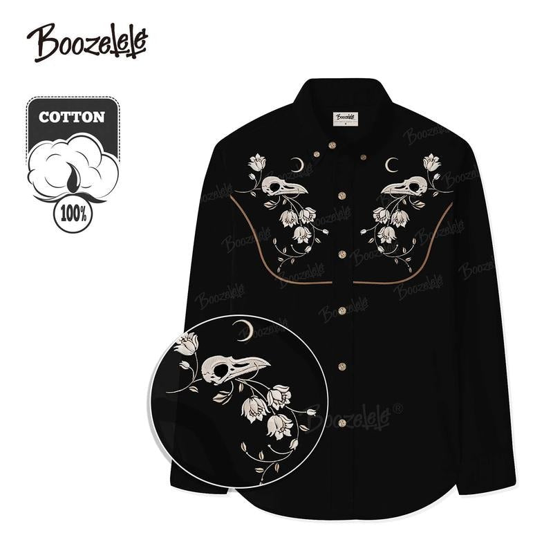 [Embroidery]Boozelele Vintage Embroidery Flower Raven - Adult & Kids T-Shirts, Sweatshirts & Hoodies apparel design preview 1