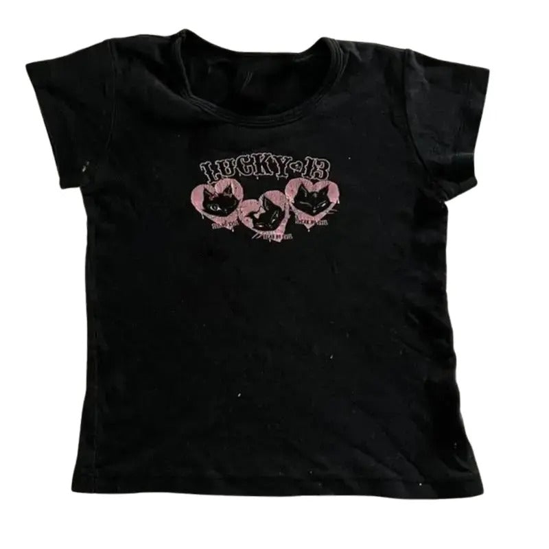 Emo Girl Cat Baby Y2k Top Streetwear Scene 2000s - Adult & Kids T-Shirts, Sweatshirts & Hoodies apparel design preview 1