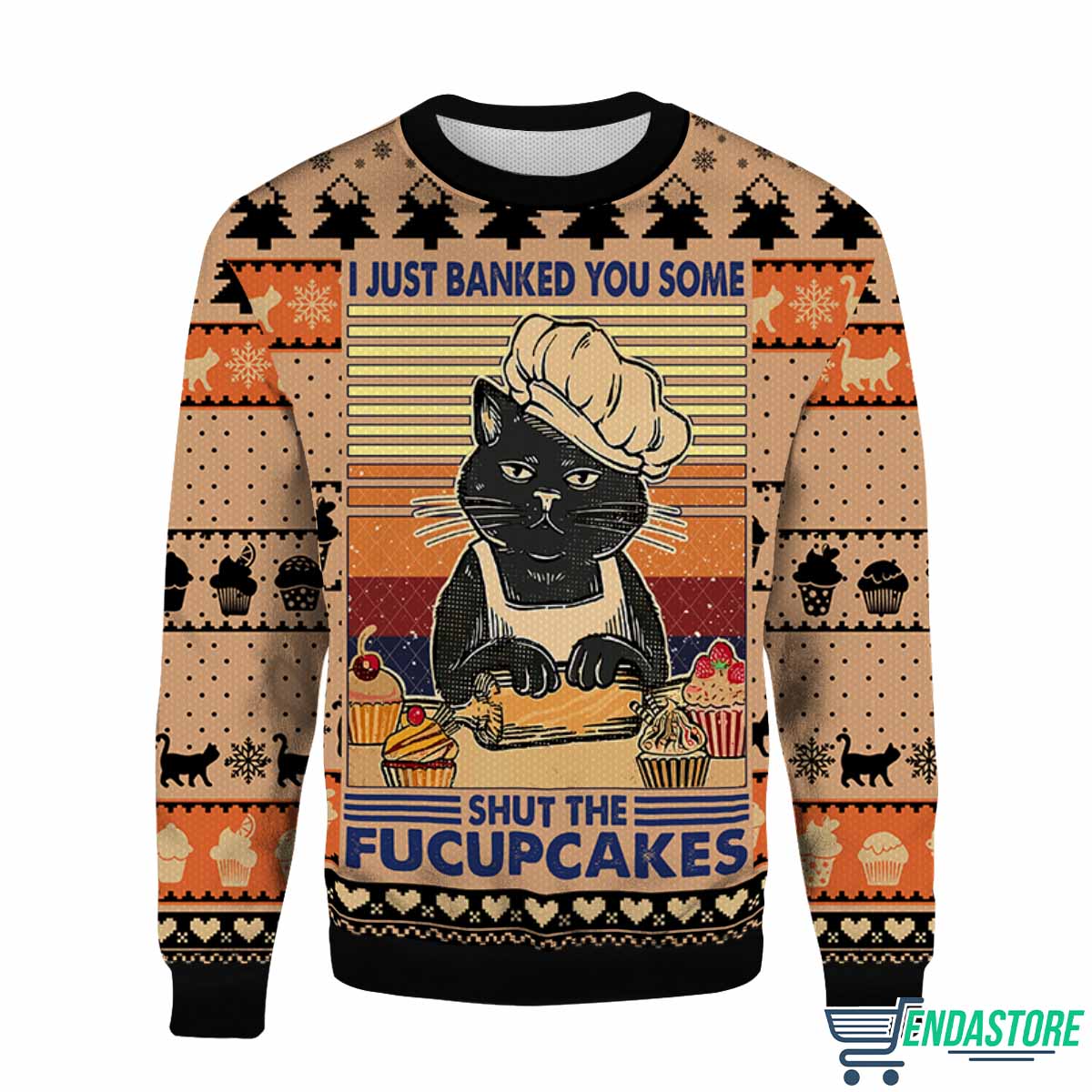 Black Cat Shut The Fucupcakes 3D Ugly Christmas Sweater - Gift for Animal Lovers product image