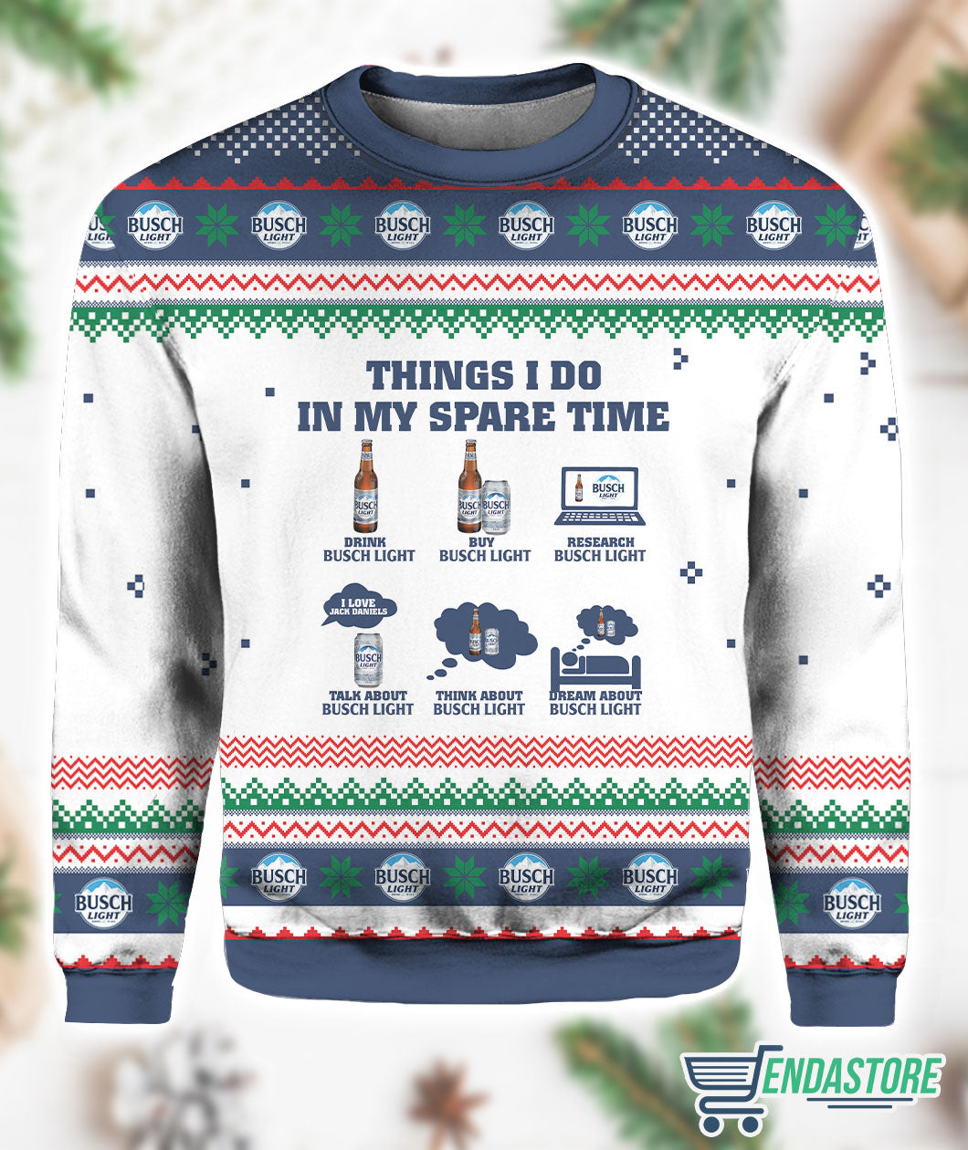Busch Light Spare Time 3D Ugly Christmas Sweater - Holiday Gift product image 3
