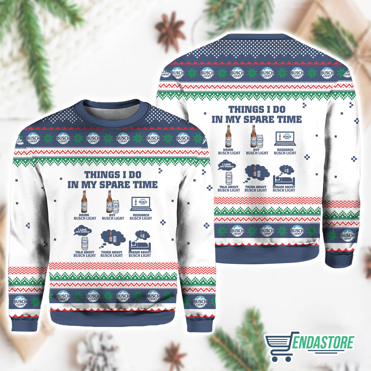 Busch Light Spare Time 3D Ugly Christmas Sweater - Holiday Gift product image 4