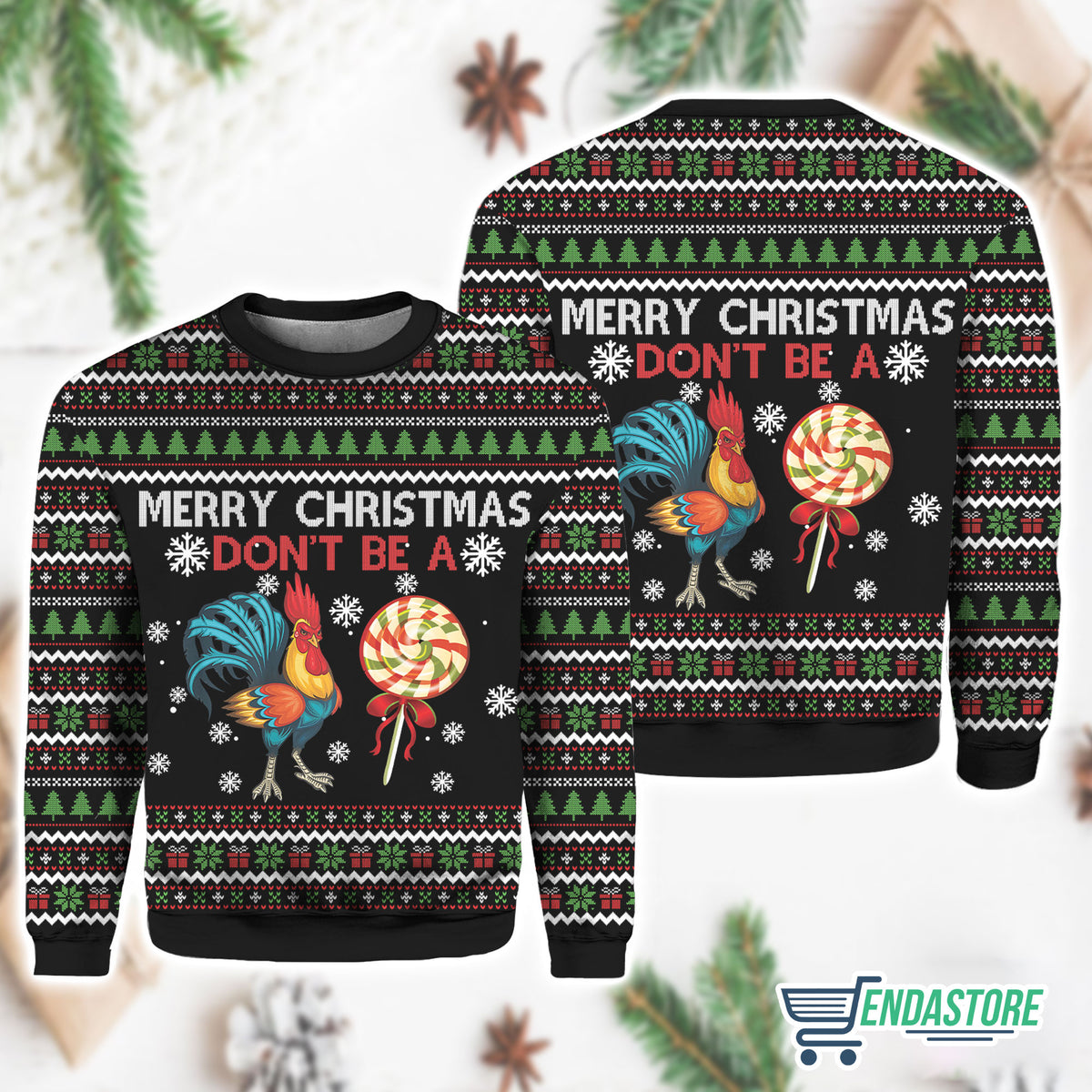 Merry Christmas Don’t Be A Chicken Cock 3D Ugly Christmas Sweater - Holiday Gift product image 2