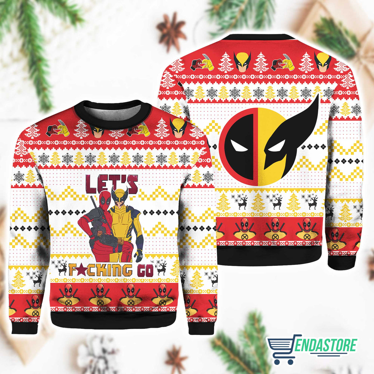 Let’s F*cking Go Deadpool Wolverine 3D Ugly Christmas Sweater - Gift Idea product image 2