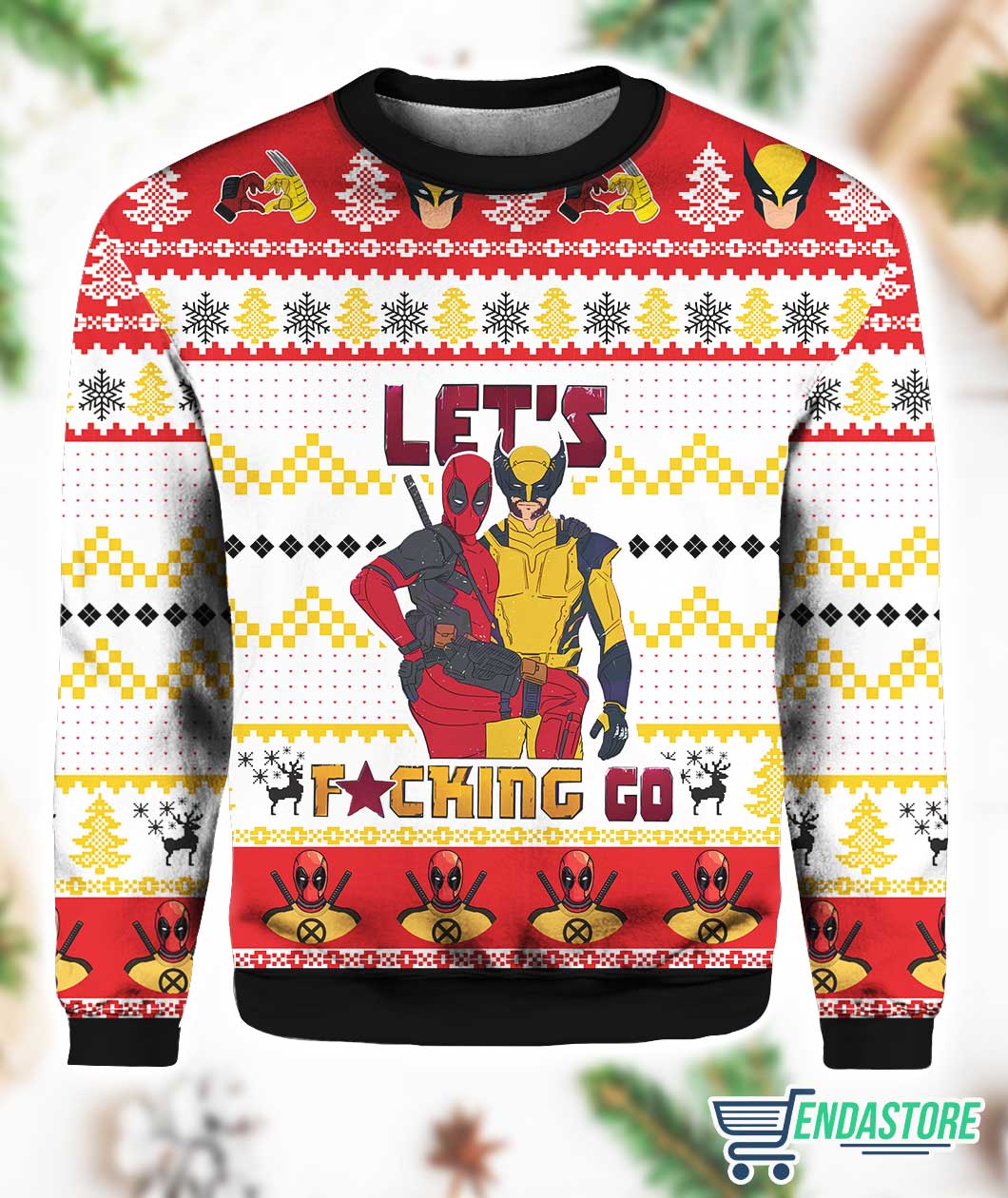 Let’s F*cking Go Deadpool Wolverine 3D Ugly Christmas Sweater - Gift Idea product image 3
