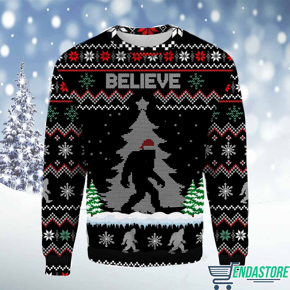 Bigfoot Believe 3D Ugly Christmas Sweater - Holiday Gift product image