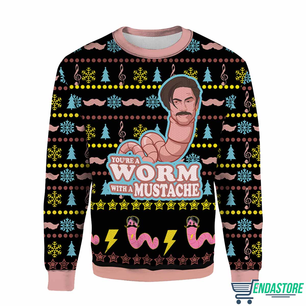 Rules Worm With A Mustache 3D Ugly Christmas Sweater - Gift Idea product image