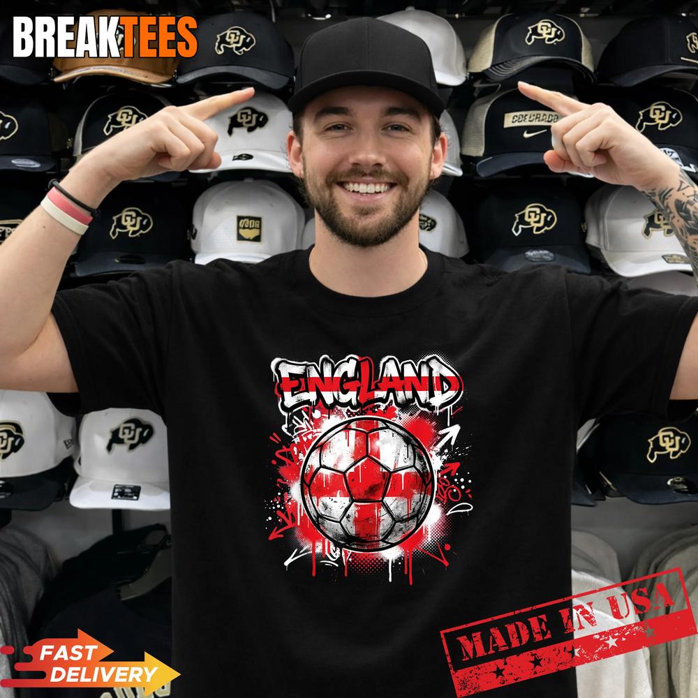 England Football Soccer Player Flag Graffiti Father's - Adult & Kids T-Shirts, Sweatshirts & Hoodies apparel design preview 1