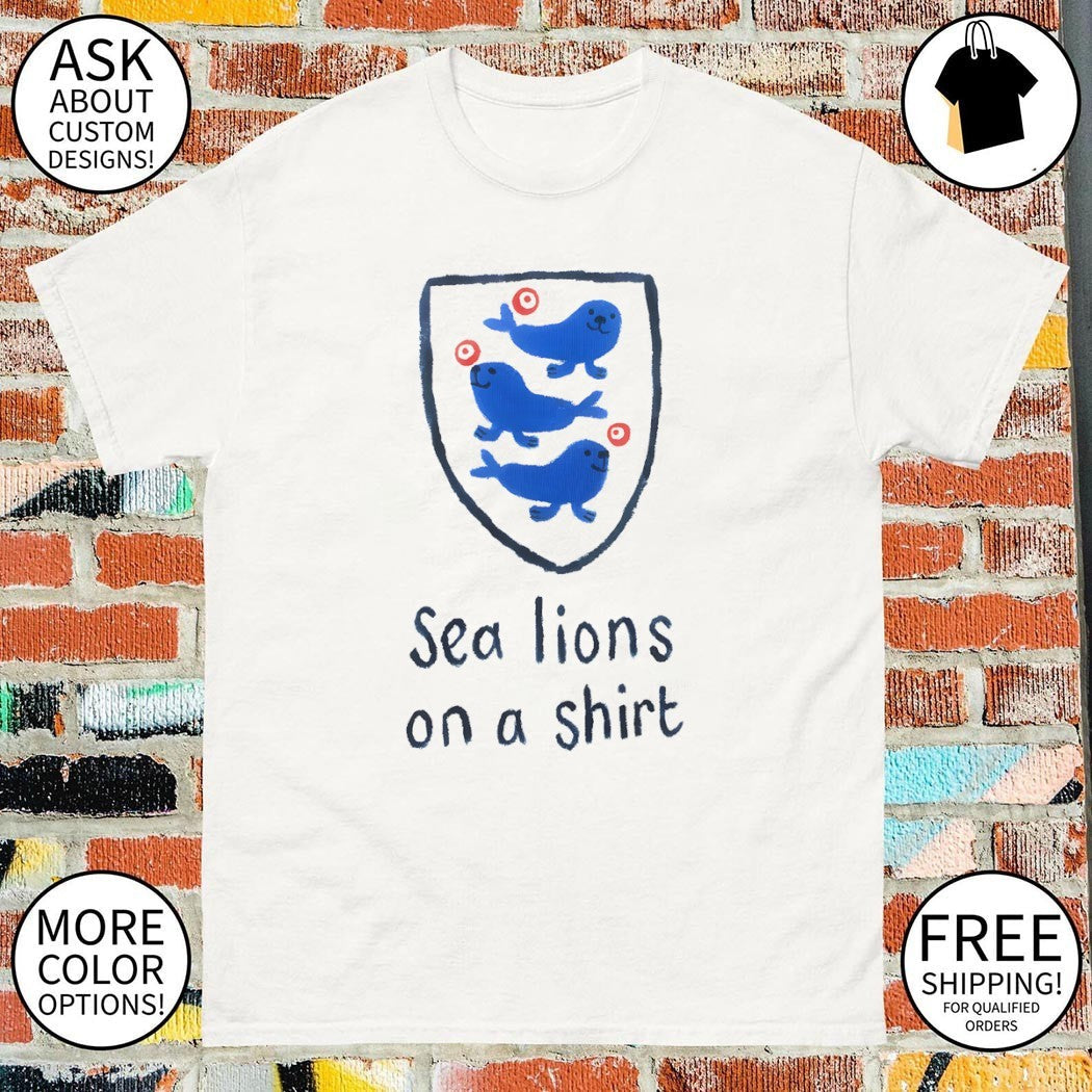 England National Football sea lions on a - Adult & Kids T-Shirts, Sweatshirts & Hoodies apparel design preview 1