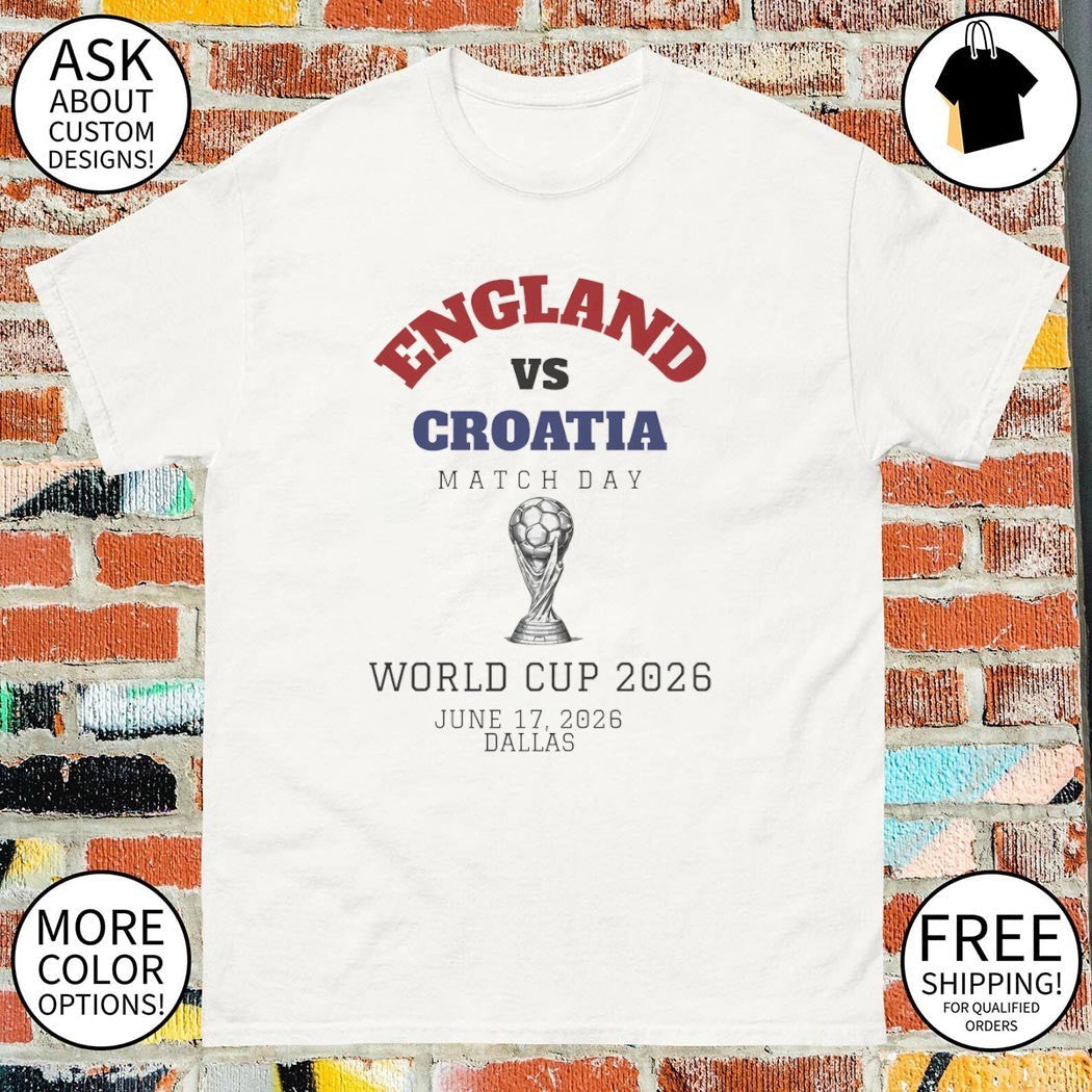 England vs Croatia Soccer Matchday World Cup 2026 - Adult & Kids T-Shirts, Sweatshirts & Hoodies apparel design preview 1
