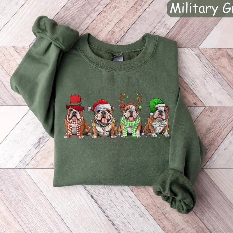 English Bulldog Dog Lover Mom Xmas - Adult & Kids T-Shirts, Sweatshirts & Hoodies apparel design preview 1