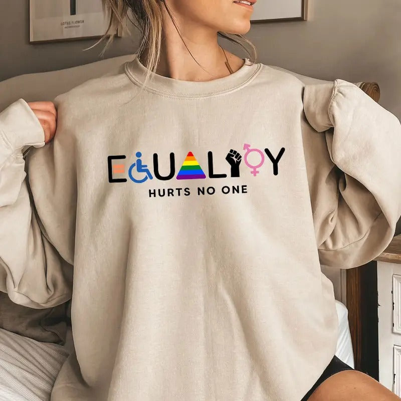 Equality Hurts No One Equal Rights LGBTQ Rainbow - Adult & Kids T-Shirts, Sweatshirts & Hoodies apparel design preview 1