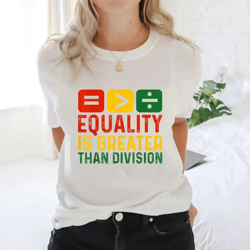 Equality Is Greater Than Division Math Black History - Adult & Kids T-Shirts, Sweatshirts & Hoodies apparel design preview 1