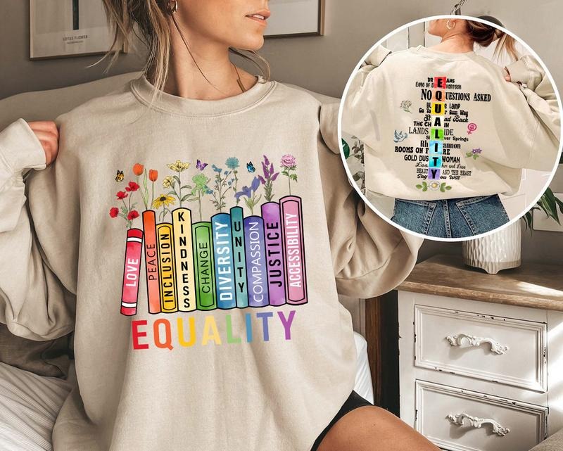 Equality Song Equal Rights Book Flower Social Justice - Adult & Kids T-Shirts, Sweatshirts & Hoodies apparel design preview 1